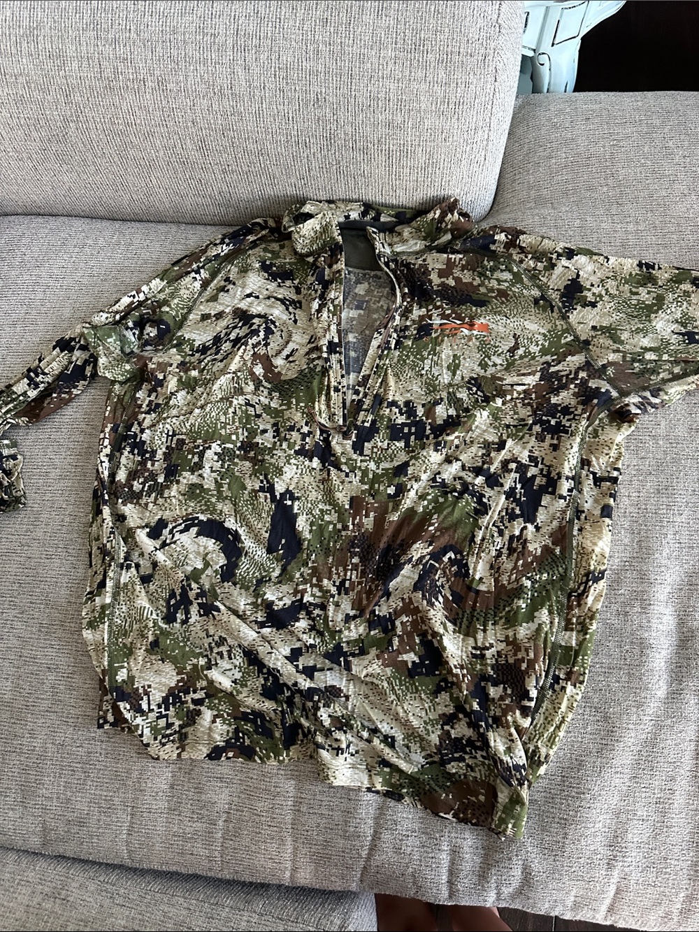 Men's Camo Quarter-Zip Hunting Hoodie - Green Multi